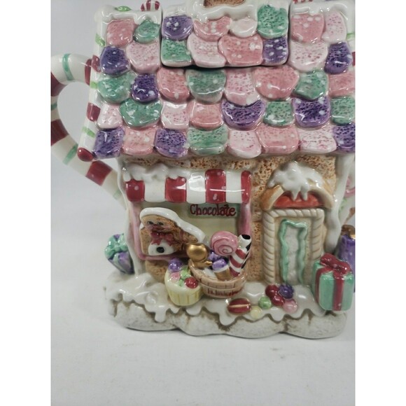 Fitz & Floyd Candy Lane Express Candy Shop Teapot Santa Claus Fudge Ceramic - Picture 12 of 16
